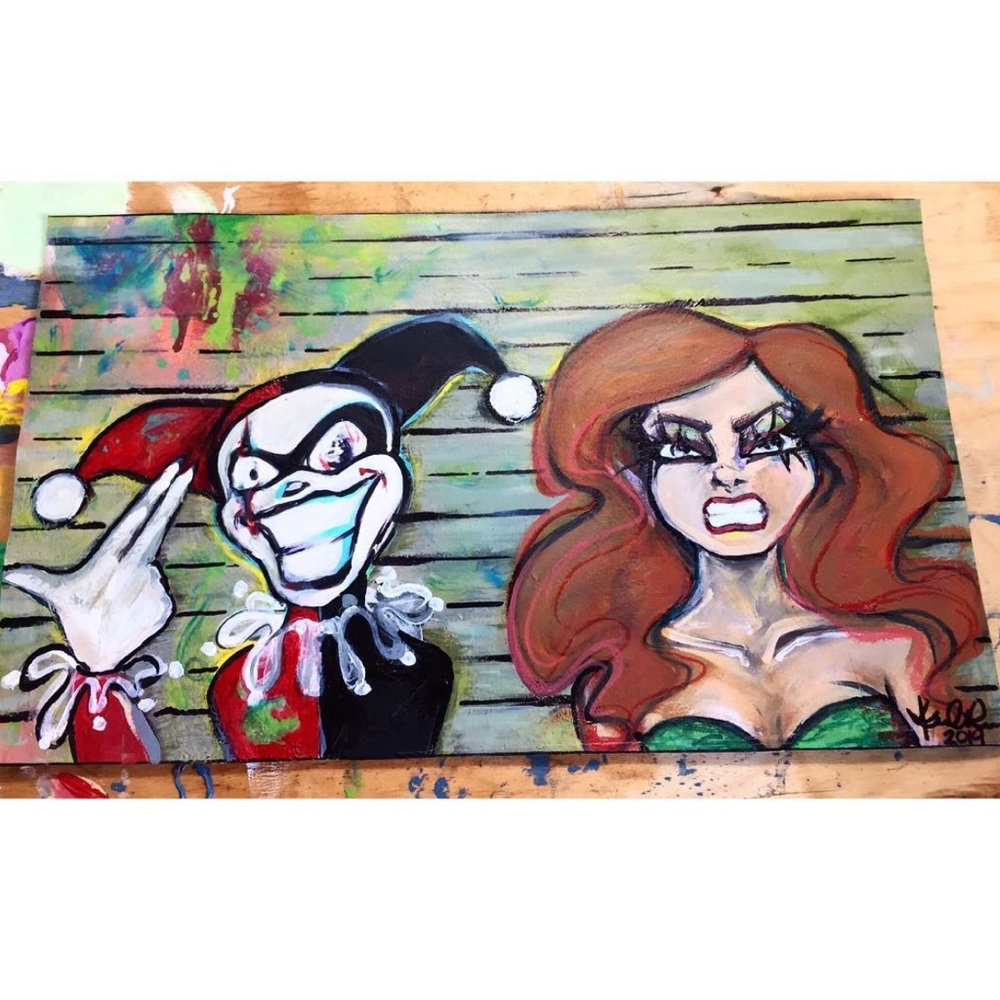 Harley Quinn & Poison Ivy painting.